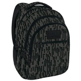 MOCHILA TRIPLE ESCOLAR BACK UP NEGRA Y GRIS ABSTRACTO | DERFORM